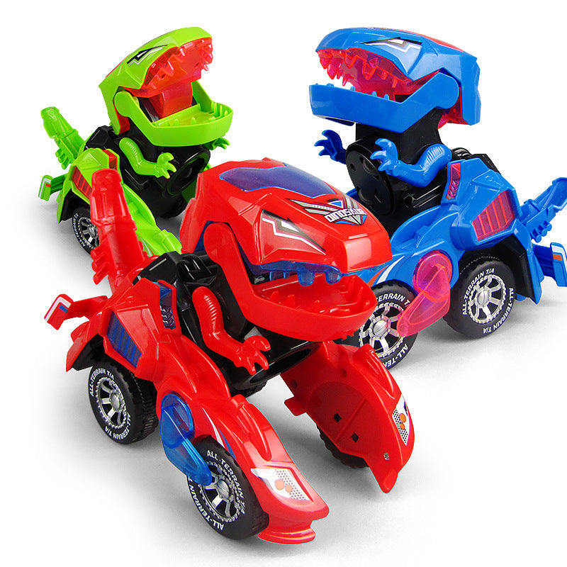 Voiture jouet universelle électrique Hot Toys : dinosaure transformable, lumineux et musical pour enfants