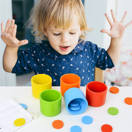 Jouets éducatifs en bois pour bébés, jeunes enfants et enfants d'âge préscolaire : gobelet de tri des couleurs
